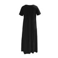 thumbnail image 5 of Womens Summer Fashion Loose Maxi Dress Short Sleeve Crewneck Tiered Pleated Flowy Long Dress Casual Swing Tshirts Dress, 5 of 5