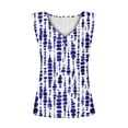 thumbnail image 4 of HOMBOM Tank Tops Blue Sleeveless V-neck Button T-shirt Fashion Print Trendy Tops for Women L, 4 of 5