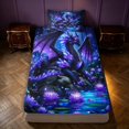 thumbnail image 3 of Manfei Gothic Dark Dragon Animals Twin Sheets,Vintage Trees Water Lily Bedding,3 Pieces,1 Flat Sheet,1 Fitted Sheet and 1 Pillowcase, 3 of 6