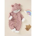 thumbnail image 3 of Bagilaanoe Newborn Baby Girl Boys Knit Jumpsuit Sweater Long Sleeve Fleece Lined Hooded Bodysuit 3M 6M 12M 18M Infant Winter One Piece Romper, 3 of 8