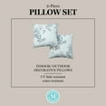 thumbnail image 5 of MARTHA STEWART Charming Foliage Indoor Outdoor Decorative Pillow 2-Pack Set, UV Fade Resistant, Water Repellent, Printed Floral Design, Aqua Blue, 18"x18", 5 of 9