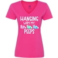 thumbnail image 3 of Inktastic Easter Hanging with My Peeps Pastel Bunnies Women's V-Neck T-Shirt, 3 of 5