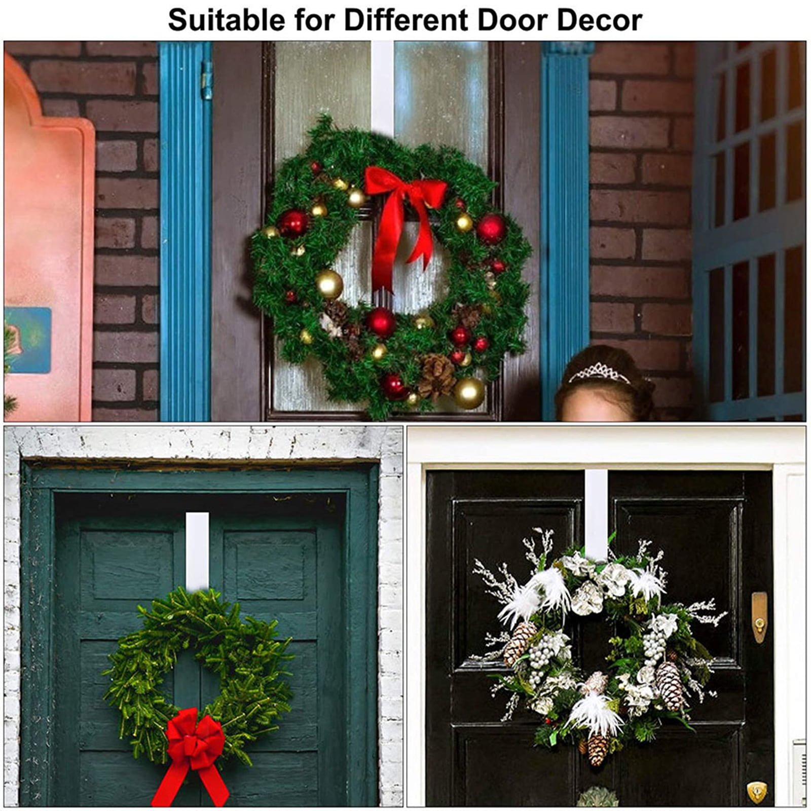 Christmas Wreath Door Hanger Set 2 Metal 12.5 Enamel Black Coated New 