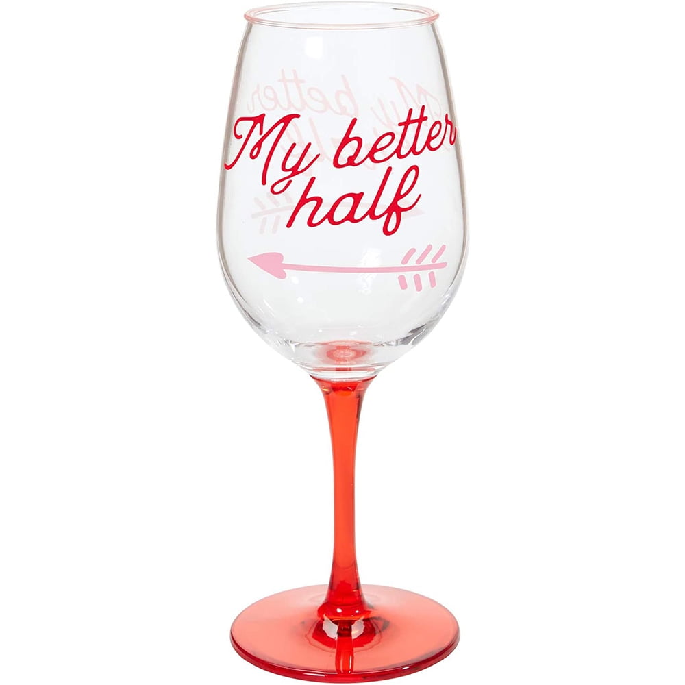 C.R. Gibson Wine Glass Set, "My Better Half", 16 oz, 2/Pack