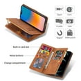 thumbnail image 4 of Case for iPhone 14 Pro Max Zipper Wallet Case, Large Capacity Card Slots Cash Hoider Zipper Pocket Premium PU Leather Flip Cover with Wrist Strap Magnetic Clasp Kickstand Shockproof Case,Brown, 4 of 8