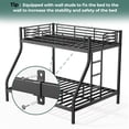 thumbnail image 5 of Netrum Twin XL over Queen Bunk Bed for Adults,Heavy Duty Metal Bunk Beds Frame with Wall Fastener Screws,Ladder & Full-Length Guardrail,Black, 5 of 11