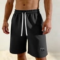 thumbnail image 6 of Mens Casual Shorts Cotton Drawstring 9 inch Waffle Shorts Stretch Elastic Waist Summer Beach Lounge Sweat Shorts Black 3XL, 6 of 9