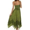 thumbnail image 4 of Sakkas Rayon Embroidered Stonewashed Adjustable Spaghetti Straps Long Dress - Green - One Size, 4 of 6