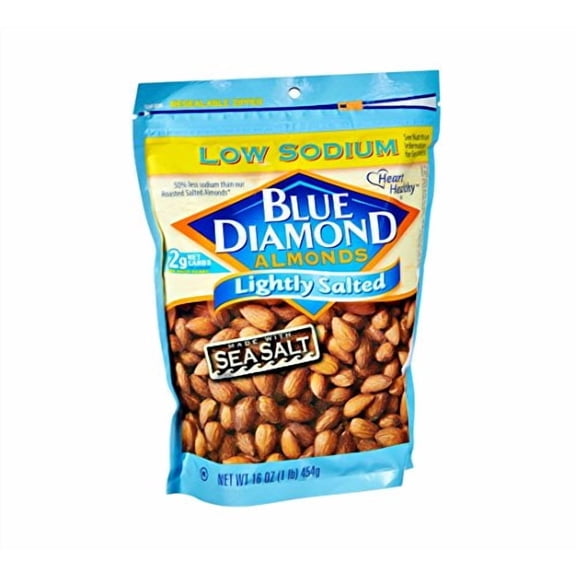 Blue Diamond Almonds Lightly Salted Low Sodium, 16 oz - Case of 6