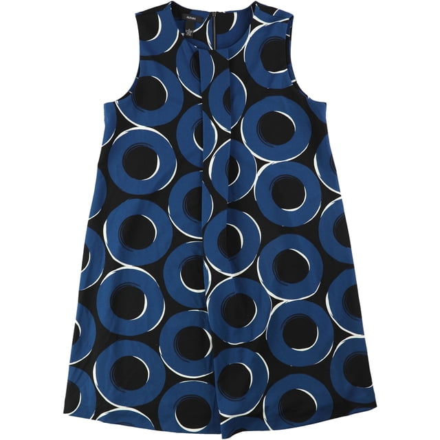 Alfani Womens Pleat Front Circle A-line Dress, Azul, 10