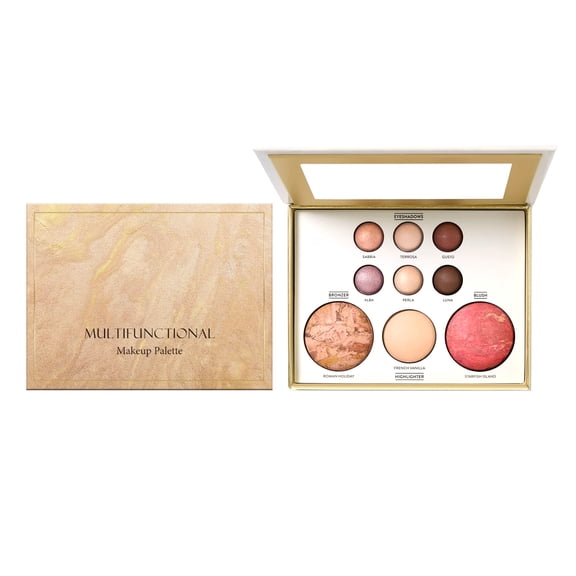 Alvantor All-in-One Eyeshadow Palette with Contour, Blush, and Highlighter for Daily & Party Wear