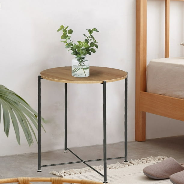 Stoneway Coffee End Table Metal Base Wood Top Tray Side For Living Room Round Accent 18 5 X 24 8 20 1 Com Stoneway Coffee End Table Metal Base, Round End Table Wood Top Metal Base