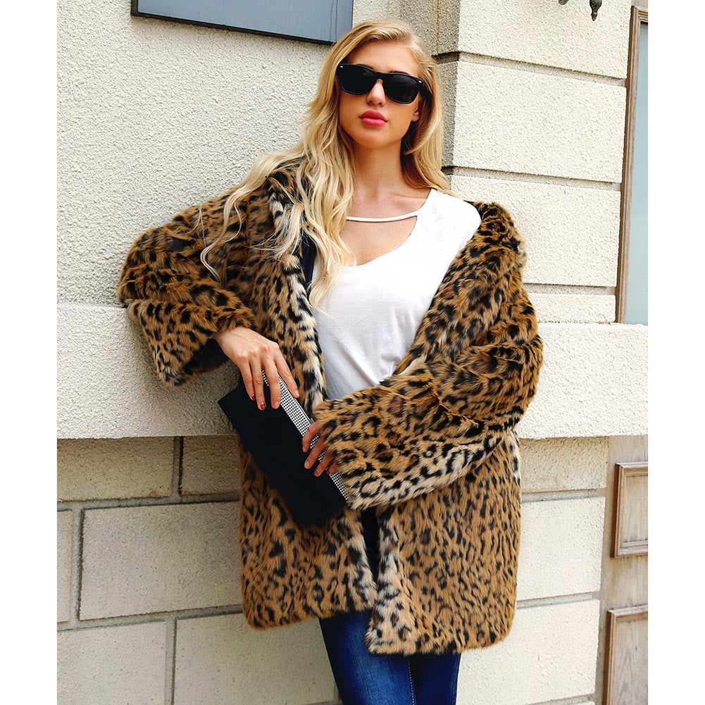 Fuzzy leopard print jacket hotsell