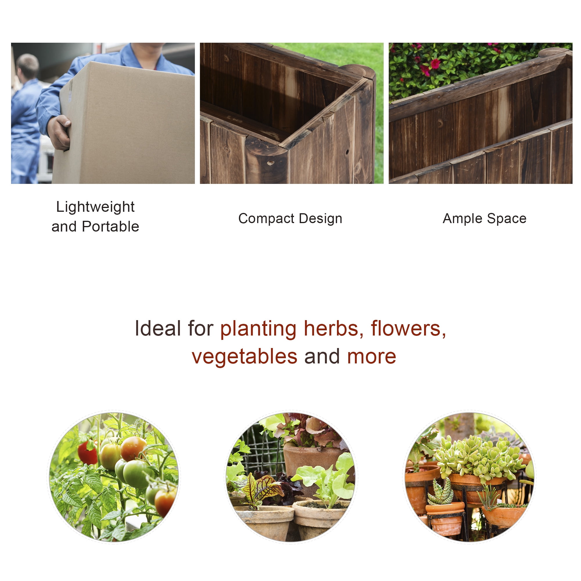 Outsunny Wooden Garden Flower Bed Succulent Planter Vegetable Box Plant Backyard