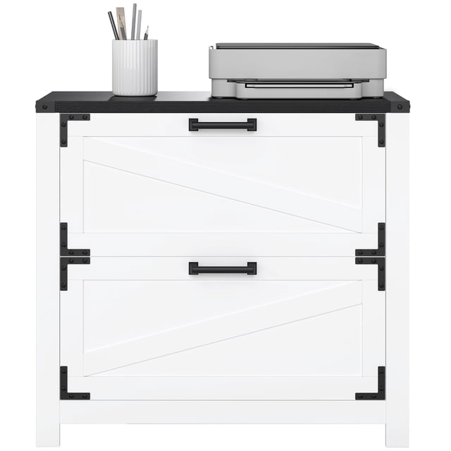 HOMCOM 2 Drawer File Cabinet Lateral Filing Cabinet for Home Office, White