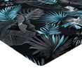 thumbnail image 4 of Ambesonne Tropical Fitted Sheet, Black Palm Leaves Plot, Twin XL Size, Deep Sky Blue Dark Grey, 4 of 5