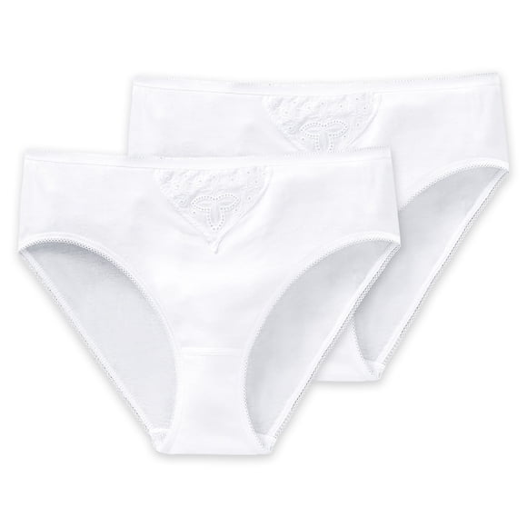 SCHIESSER Braguitas Tai para mujer, pack de 2 - «Cotton Essentials», pantalones Tai, algodón Blanco 3XL (XXX-Large)