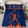thumbnail image 2 of Homewish Navy Orange Baseball Queen Sheet Sets for Teens, Vintage American Sports Flat Sheet, Cartoon City Print Queen Fitted Sheet, Super Cozy Room Decor, 4 Pieces, 2 of 7