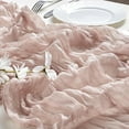 thumbnail image 3 of Ksopiavobs Cheesecloth Table Runner 35 x 118 Inches Gauze Table Runner 10Ft Boho Rustic Decorations for Wedding Decor Reception Bridal Shower Holiday Party, Dusty Pink, 3 of 7