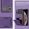 thumbnail image 6 of for iPhone Xs Max Case Wallet Cover 4-Card Credit Card Holder ID Slot Scratch Resistant Dual Layer Hybrid Protective Hard Shell Rugged TPU Bumper Armor Case for iPhone Xs Max 6.5" GreyPurple, 6 of 14