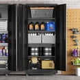 thumbnail image 2 of SOLAURA Rolling Metal Garage Storage Cabinet with Locking Doors and Adjustable Shelves, 73-inch Black Rolling Steel Tool Cabinet for Home Office, Garage, Warehouse, 2 of 9