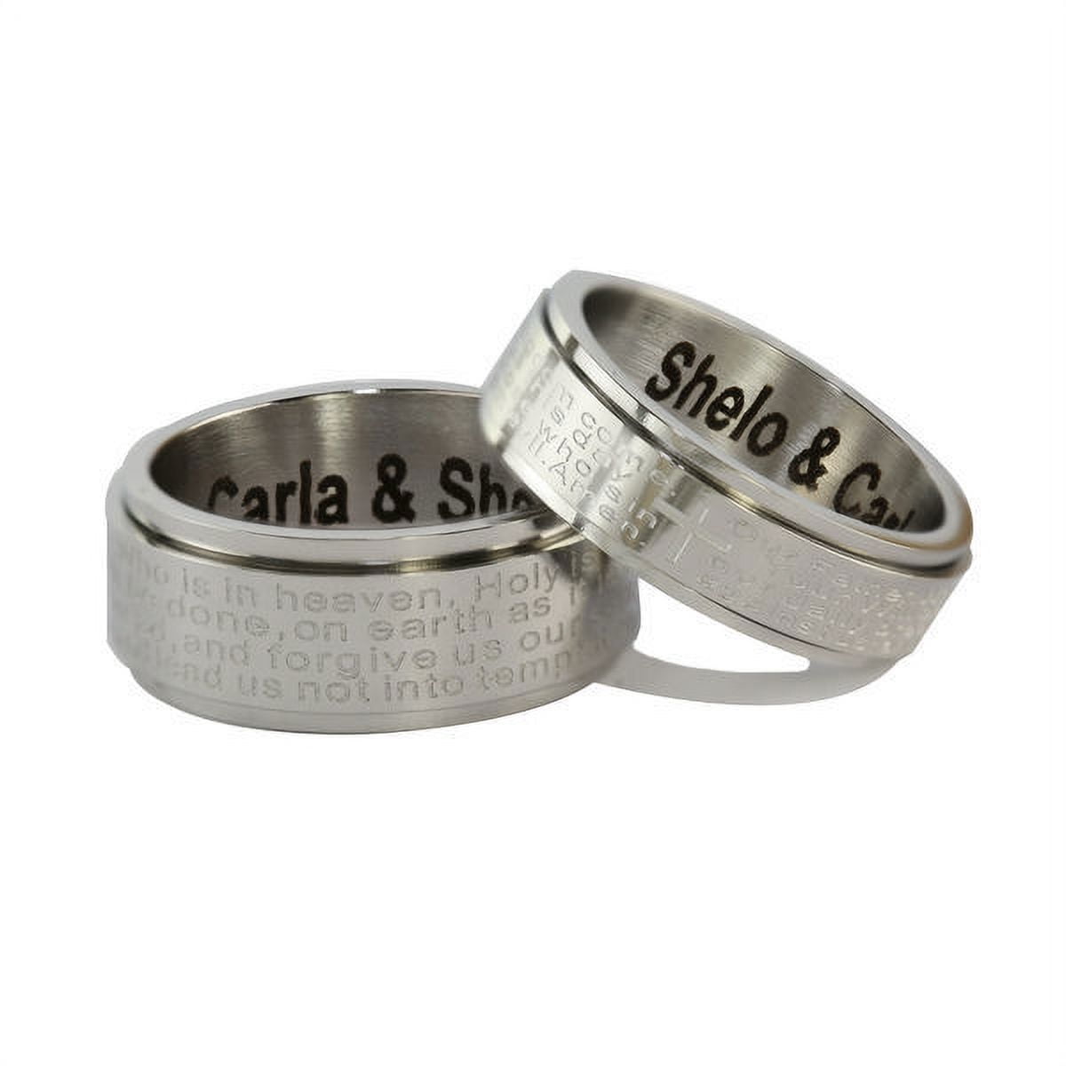 Personalized Stainless Steel Couples Lords Prayer Ring for Her