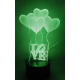 thumbnail image 3 of Love And Balloon 3d Night Light Lámpara de ilusión LED Lámpara de mesita de noche Lámpara de mesa, 7 luces que cambian de color con acrílico Flat Abs Base Cargador USB Feliz Sencillez, 3 of 5