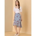 thumbnail image 2 of INSPIRE CHIC Women's Floral High-Low Elastic Waist Ruffle Hem Flowy Midi Chiffon Skirt, 2 of 6
