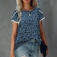 thumbnail image 2 of USSUMA T-Shirts for Women Trendy,Womens Tops Summer Leopard Printed Dressy T Shirts Casual O Neck Petal Sleeve Blouses Shirt, 2 of 8