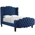thumbnail image 2 of Violette Queen Tufted Wingback Performance Velvet Platform Bed in Navy, 2 of 5