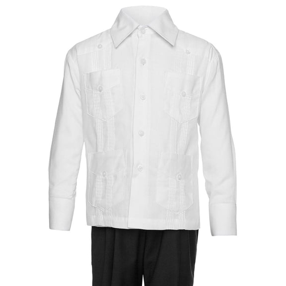 Gentlemens Collection Big Boy's Little boys Long Sleeve/Short Sleeve Linen Look Guayabera Shirt
