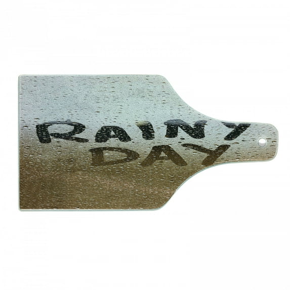 Rainy Day Cutting Board, Blurred Background Photo of Raindrops on Window Effect Design Autumn Weather, Decorative Tempered Glass Cutting and Serving Board, in 3 Sizes, by Ambesonne
