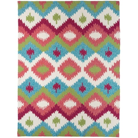 Indoor Outdoor Multi Purpose Aqua Blue Pink Chevron Rug 8 X11