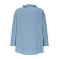 thumbnail image 4 of Yubnlvae Women's Ruffled V-Neck Blouse 3/4 Sleeve Cotton Linen Top - Casual Ruffle Trim V-Neck Shirt - Summer Beach & Office Wear (S-XXXL) (Blue | S), 4 of 5
