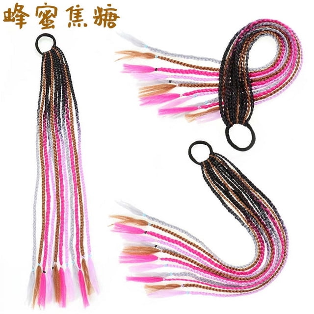 Zhuge 2 Pcs Perruques pour Queue de Cheval Tressée Extensions de Cheveux Colorées pour Perruque de Postiche avec Bandes Perruques Dreadlock Perruque Colorée Perruques Colorées Fil Haute Température