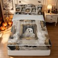 thumbnail image 2 of Feelyou Spooky Halloween Ghost Zipper Twin Comforter Sets with Fitted Sheet and 2 Pillowcases, Kawaii Gothic Bat Skull Zipper Bedding Set, Gray Reversible, 4-Piece, 2 of 7