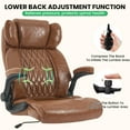thumbnail image 6 of Ninecer 500lbs Big and Tall Office Chair with Inflatable Lumbar Support, Ergonomic Executive Desk Chair with Extra Wide Seat, Adjustable Height Computer Chair, Heavy Duty Leather Office Chair, Brown, 6 of 8