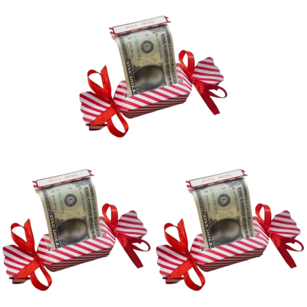 Sorpresa Navidad para Tirar Del Dinero Caja Regalo Fiesta DIY (rayas) Rojo Y Blanco