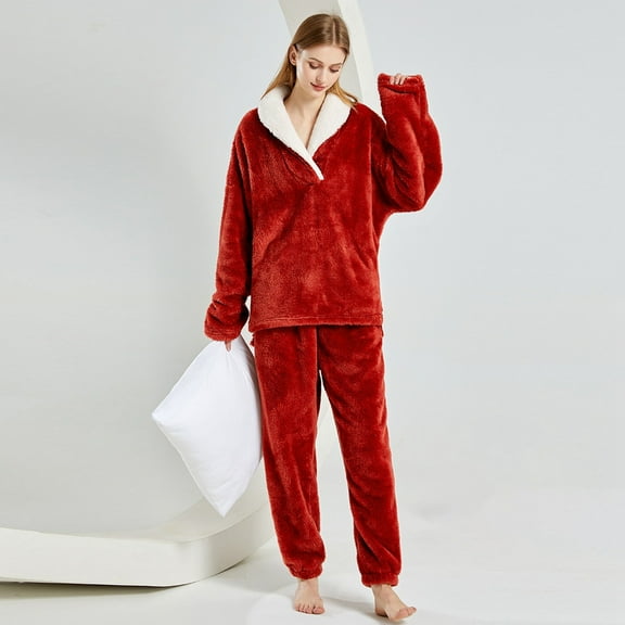 SHITINN Comfortable Flannel Pajamas Long Sleeve Plus Size Loose Fit EU Sizes Homewear Set Can Be Worn Outside Pajamas with Shorts Nightdress for Women Silk Sleepwear