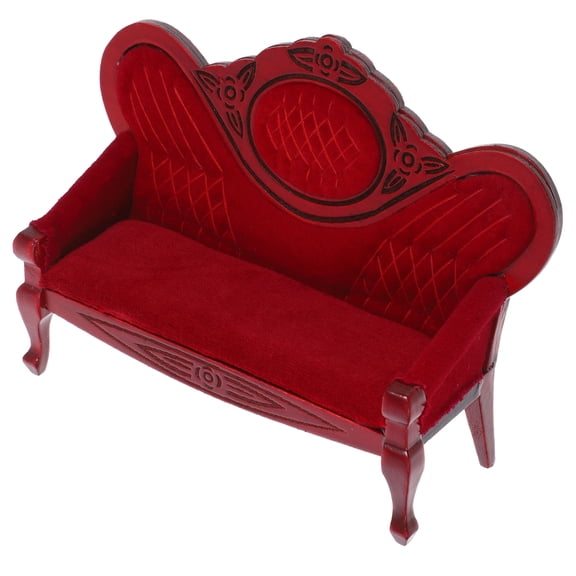 OULII Dollhouse Miniature Wooden Sofa Vintage for Collectors 1Pack