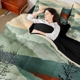 thumbnail image 4 of jejeloiu Tropical Botanical Pine 7pcs Bedding Comforter Set,Natural Mountain Tree Queen Bedding Sets,Beige Teal Green Queen Sheet Sets For Men Women,Microfiber Bedroom Decor Reversible, 4 of 8