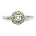 thumbnail image 4 of Solid 925 Sterling Silver and 14k Yellow Gold Stackable White Topaz Ring Eternity Band Size 9, 4 of 6