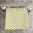 thumbnail image 3 of Ambesonne Geometric Quilted Bedspread Set 3 Pcs, Soft Colors Ornaments, Queen Size, Pale Yellow Khaki, 3 of 3