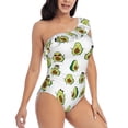 thumbnail image 3 of Cauagu Avocado Friends Print Women's Sexy One Piece Swimsuits One Shoulder Ruffle Tummy Control Bathing Suit Slimming Swimwear-XX-Large, 3 of 6