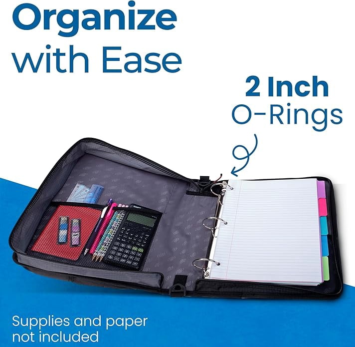 Case-it Universal Zipper Binder with 2 Inch Padded Pocket, Midnight Blue