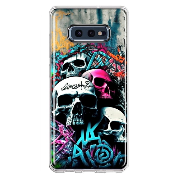 MUNDAZE Samsung Galaxy S10e Shockproof Clear Hybrid Protective Phone Case Skulls Graffiti Painting Art Cover