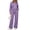 Purple, variant on Atkumj Track Suits for Women Set Fashion Turn Down Collar Zip Up Jackets and Drawstring Elastic Waist Wide Leg Pants Workout Sets Versatile Solid Color Loose Sweat Suits for Womens 2 Piece S