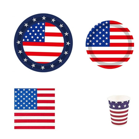 

Flag Patriotic Party Supplies Disposable Napkin Plates And Paper Cups For Veterans Day Election Day Fourth Of July Independence Day Decoration Party Decorations for Women College Graduation Party