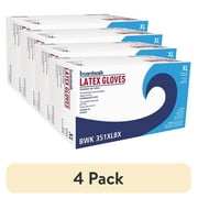 (4 pack) Boardwalk Powder-Free Latex Exam Gloves, X-Large, Natural, 4 4/5 mil, 100/Box -BWK351XLBX