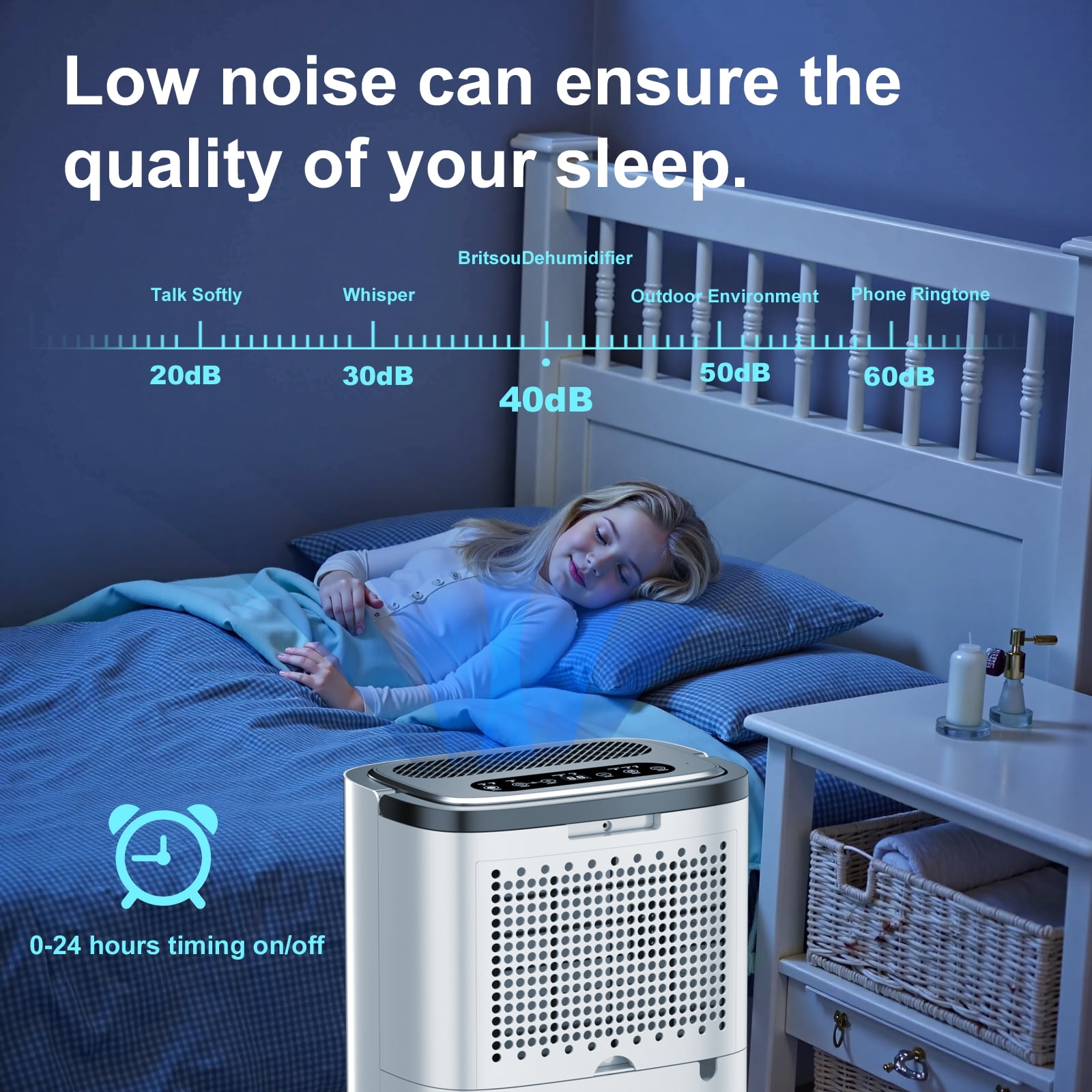 55-Pint Dehumidifier for Large Rooms and Basements up to 5,200 Sq.Ft - Auto Drain, Quiet
